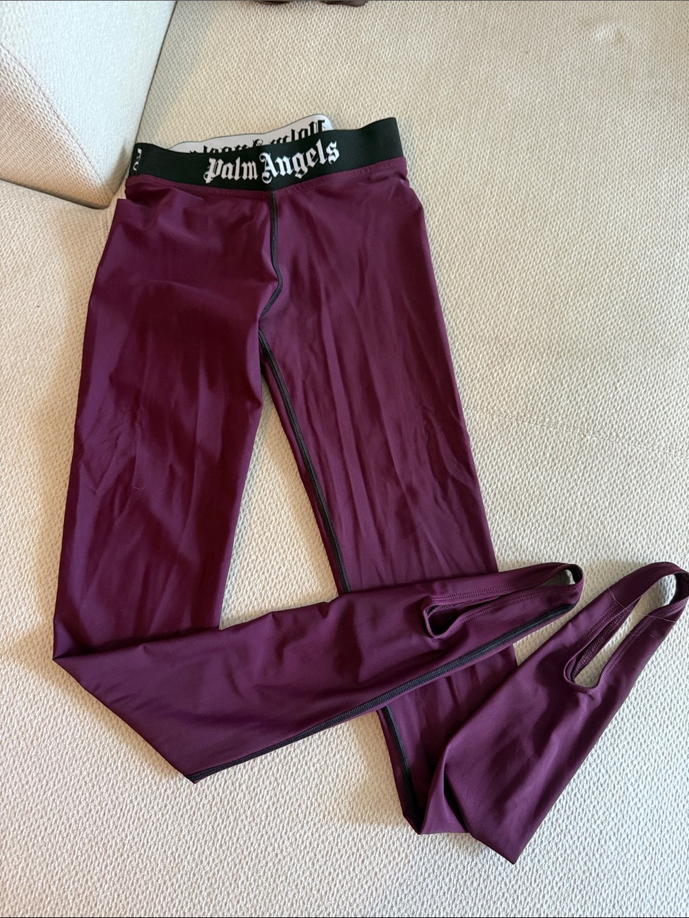 Palm Angels Burgundy Logo Waist Athletic Leggings